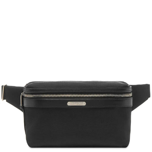 Saint Laurent City Unisex Belt Bag Black Canvas Leather Trim 505973