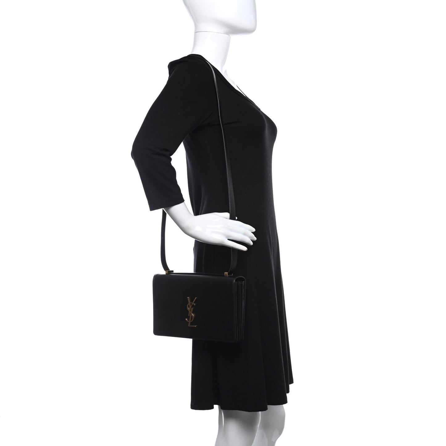 Saint Laurent Boston Lux Monogram Black Leather Shoulder Bag 601312
