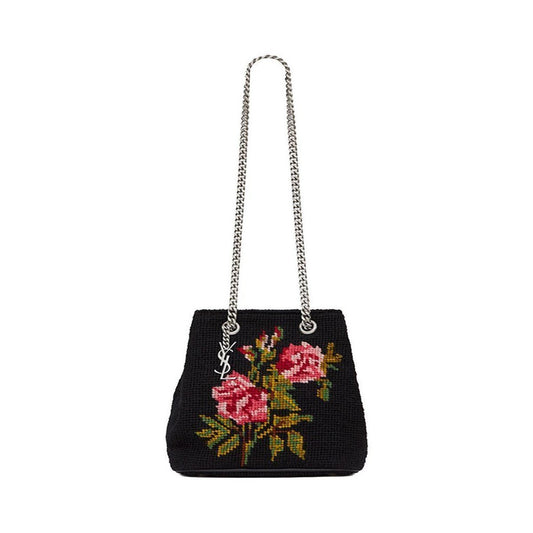 Saint Laurent Emmanuelle Bucket Bag Grunge Rose Needlepoint 425068
