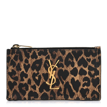Saint Laurent Fragments Monogram Leopard Leather Wallet 611558