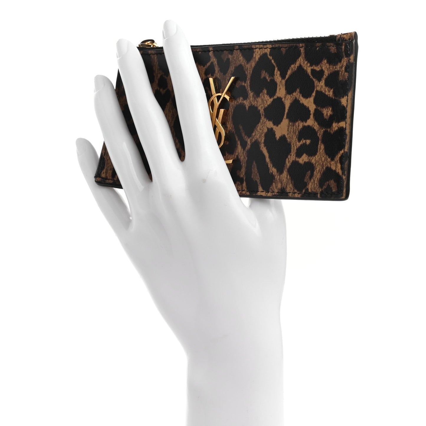 Saint Laurent Fragments Monogram Leopard Leather Wallet 611558