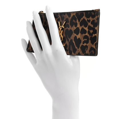Saint Laurent Fragments Monogram Leopard Leather Wallet 611558