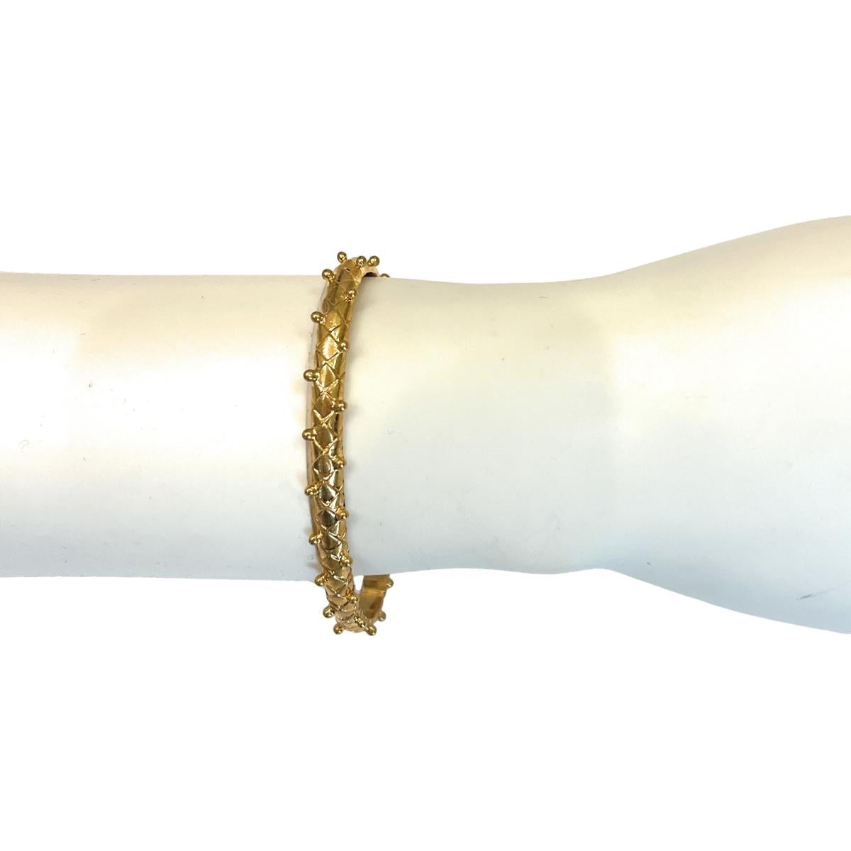 Saint Laurent Gold Satin Jonc Fin Cuff Bracelet 583414