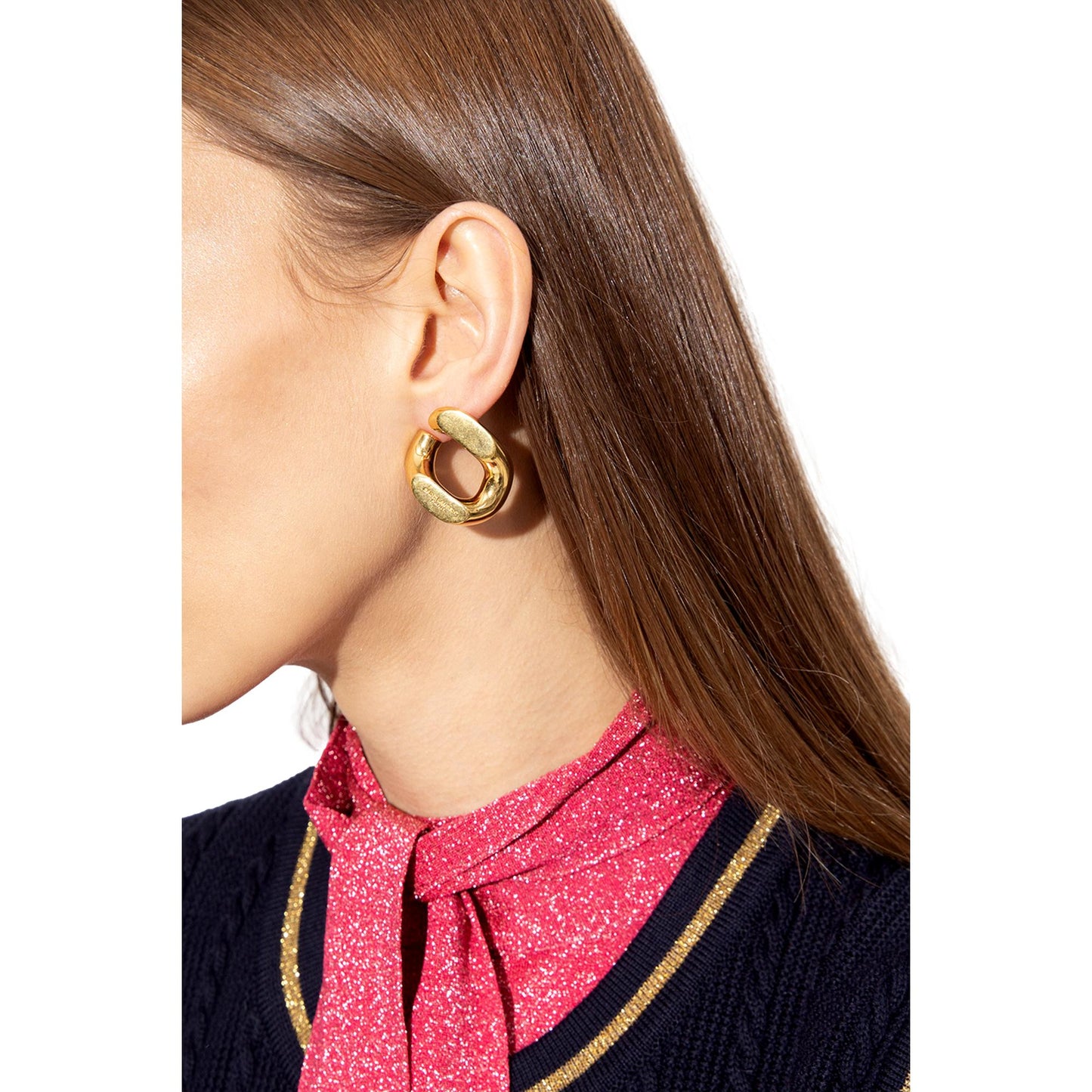 Saint Laurent Gourmet Link Engraved Brass Earrings