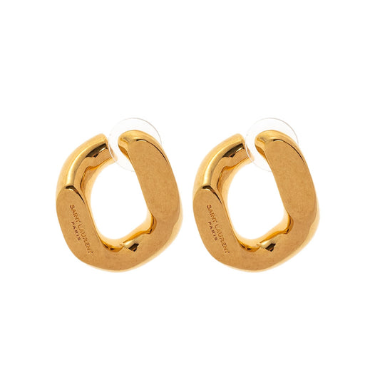 Saint Laurent Gourmet Link Engraved Brass Earrings