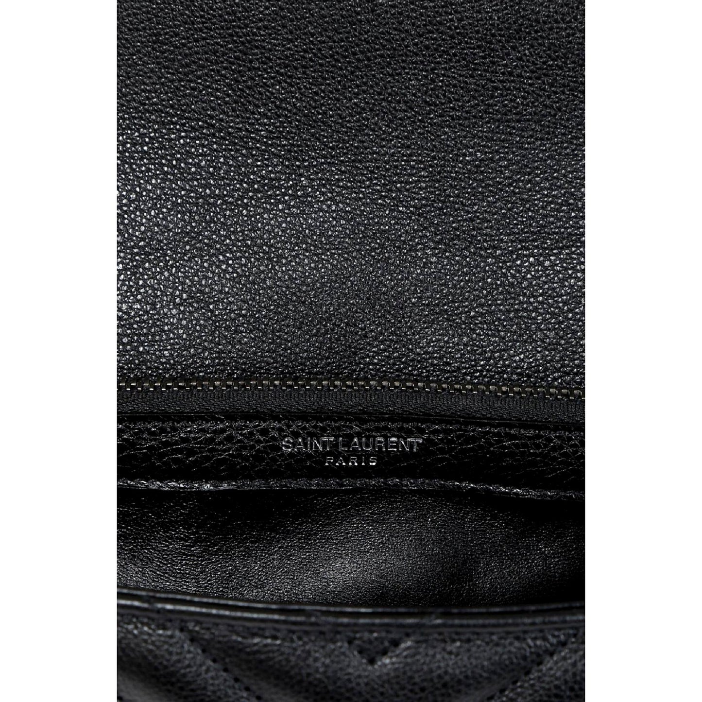Saint Laurent Grain de Poudre Y Quilted Monogram Small Loulou Chain Satchel Black