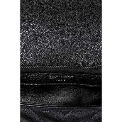 Saint Laurent Grain de Poudre Y Quilted Monogram Small Loulou Chain Satchel Black