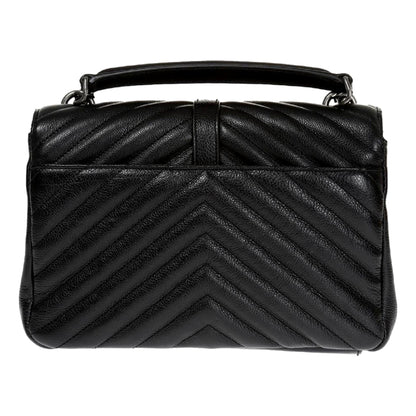 Saint Laurent Grain de Poudre Y Quilted Monogram Small Loulou Chain Satchel Black