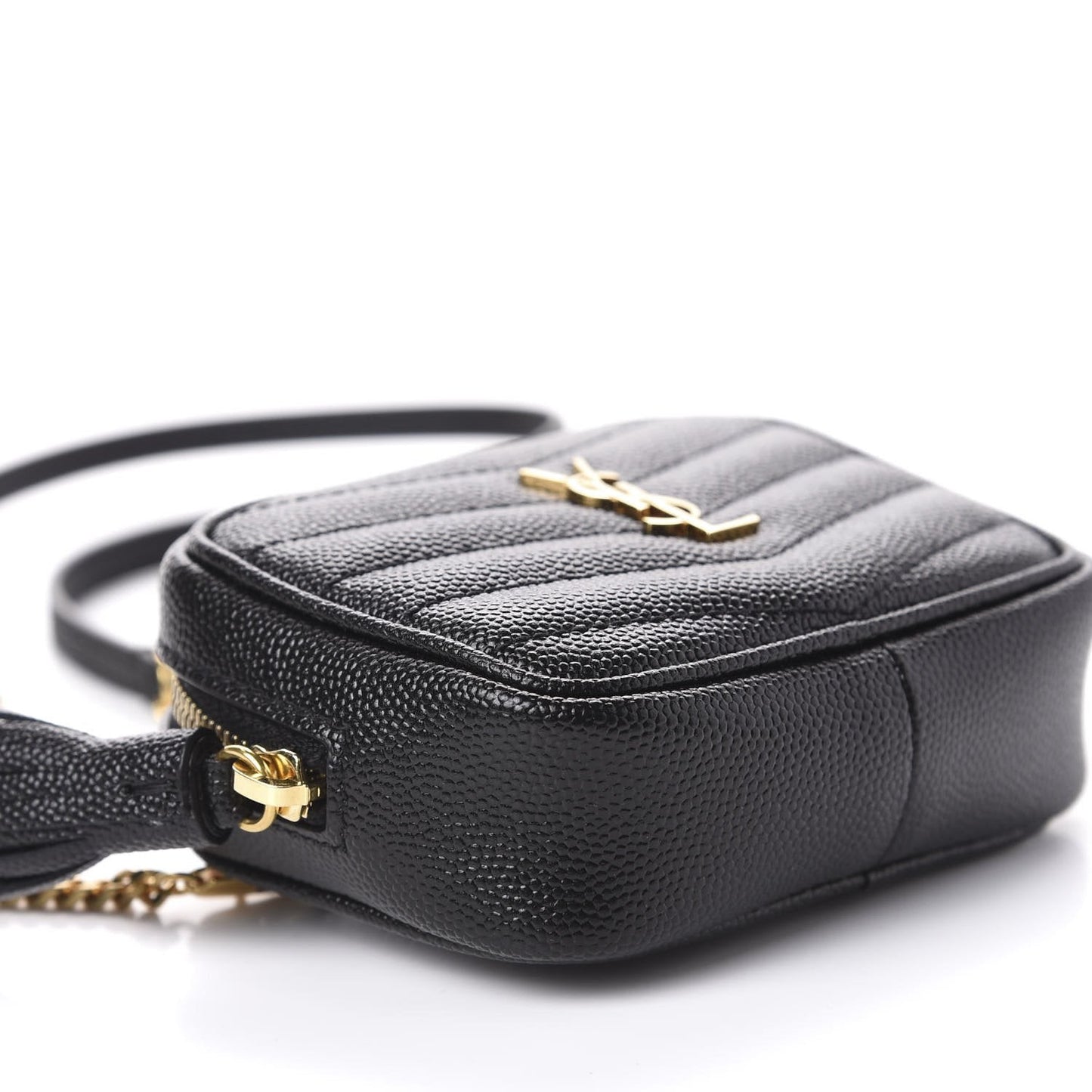 Saint Laurent Grain De Poudre Matelasse Monogram Baby Lou Camera Bag Black 635088