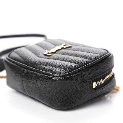 Saint Laurent Grain De Poudre Matelasse Monogram Baby Lou Camera Bag Black 635088