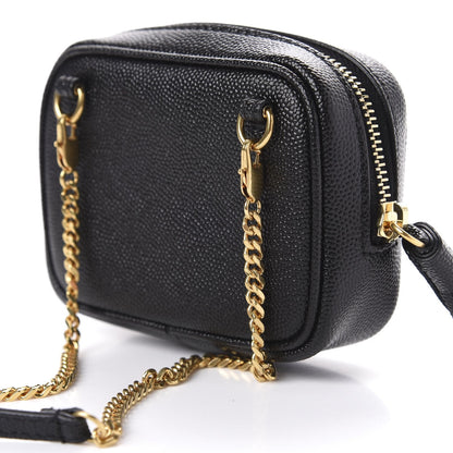 Saint Laurent Grain De Poudre Matelasse Monogram Baby Lou Camera Bag Black 635088