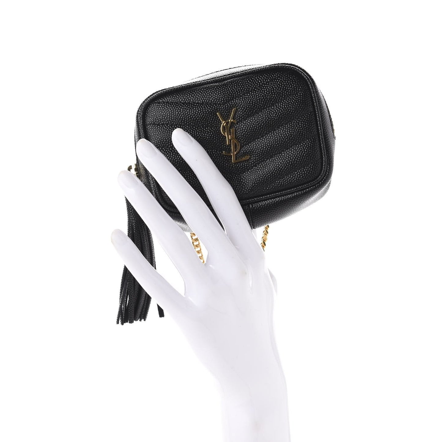 Saint Laurent Grain De Poudre Matelasse Monogram Baby Lou Camera Bag Black 635088
