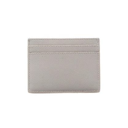 Saint Laurent Grey Grain de Poudre Leather Credit Card Case Wallet