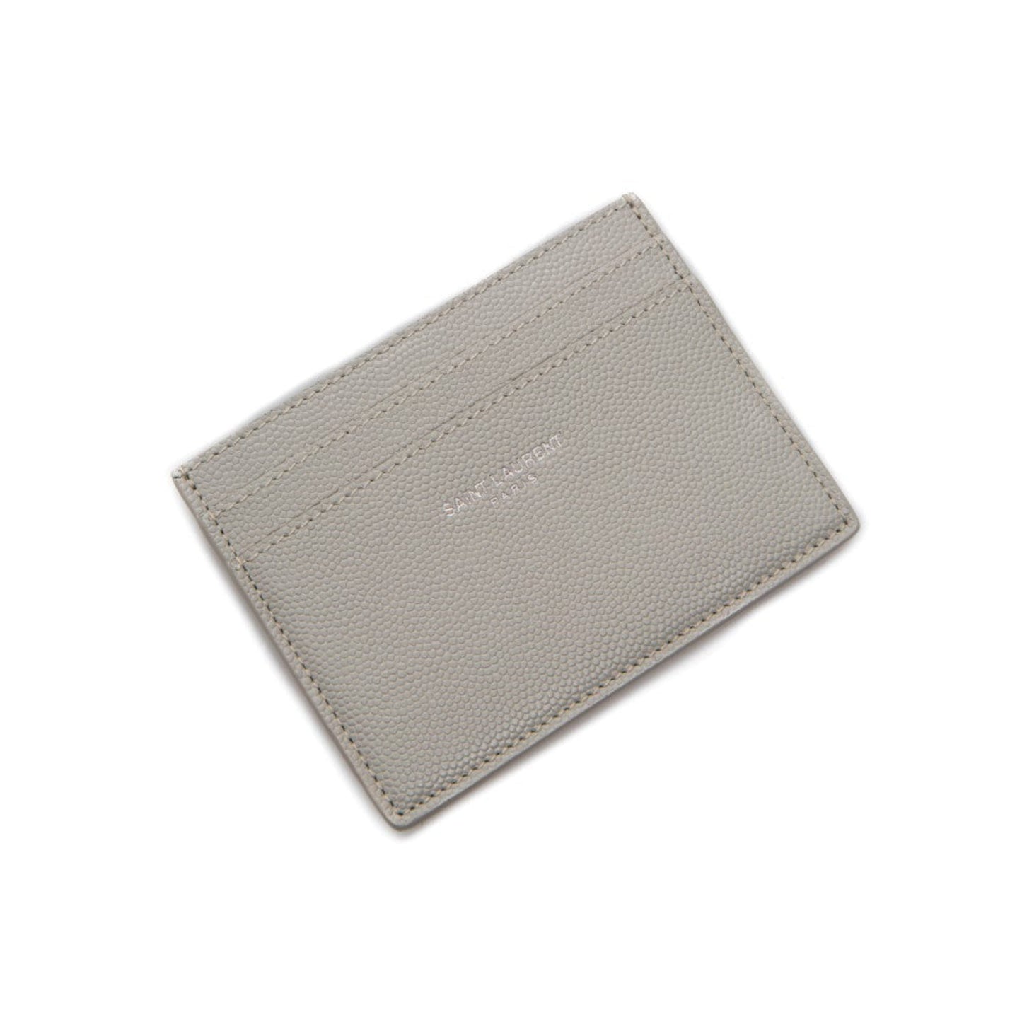 Saint Laurent Grey Grain de Poudre Leather Credit Card Case Wallet