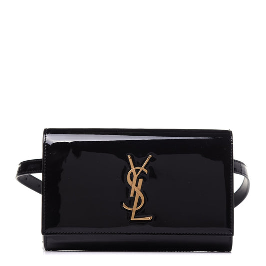Saint Laurent Kate Black Patent Leather Monogram 85/34 Belt Bag 534395