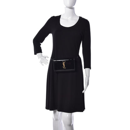 Saint Laurent Kate Black Patent Leather Monogram 85/34 Belt Bag 534395