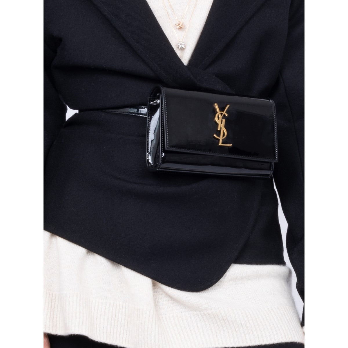 Saint Laurent Kate Black Patent Leather Monogram 85/34 Belt Bag 534395