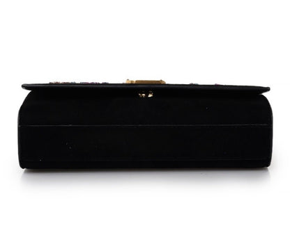 Saint Laurent Kate Black Suede Monogramme Embroidered Parrots 471286