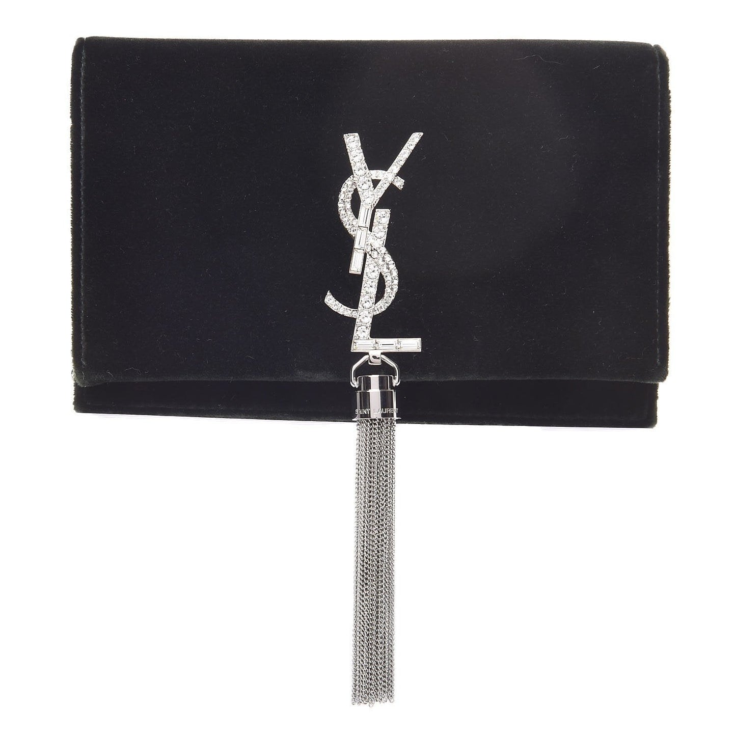 Saint Laurent Monogram Kate Tassel Crystal Green Velvet Cross Body 491521