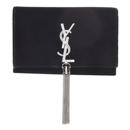 Saint Laurent Monogram Kate Tassel Crystal Green Velvet Cross Body 491521