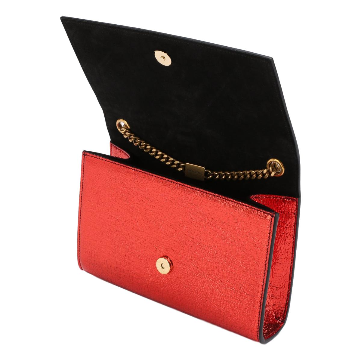 Saint Laurent Kate Monogramme Red Metallic Leather Crossbody Bag 469390