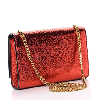 Saint Laurent Kate Monogramme Red Metallic Leather Crossbody Bag 469390