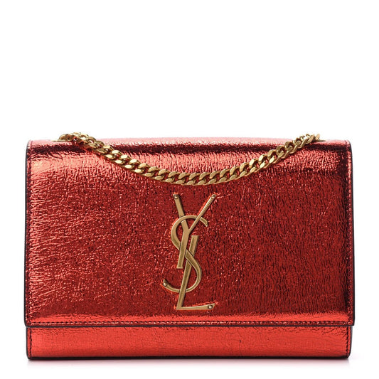 Saint Laurent Kate Monogramme Red Metallic Leather Crossbody Bag 469390