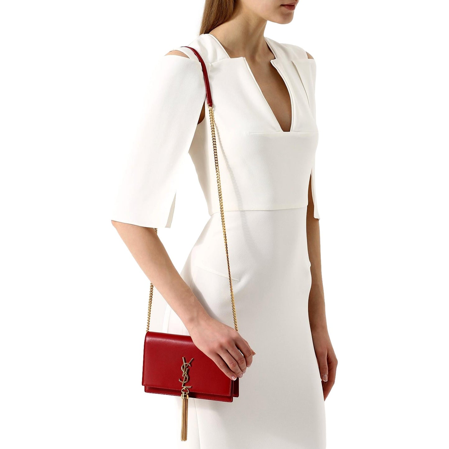 Saint Laurent Kate Tassel Lipstick Red Crossbody Clutch Bag
