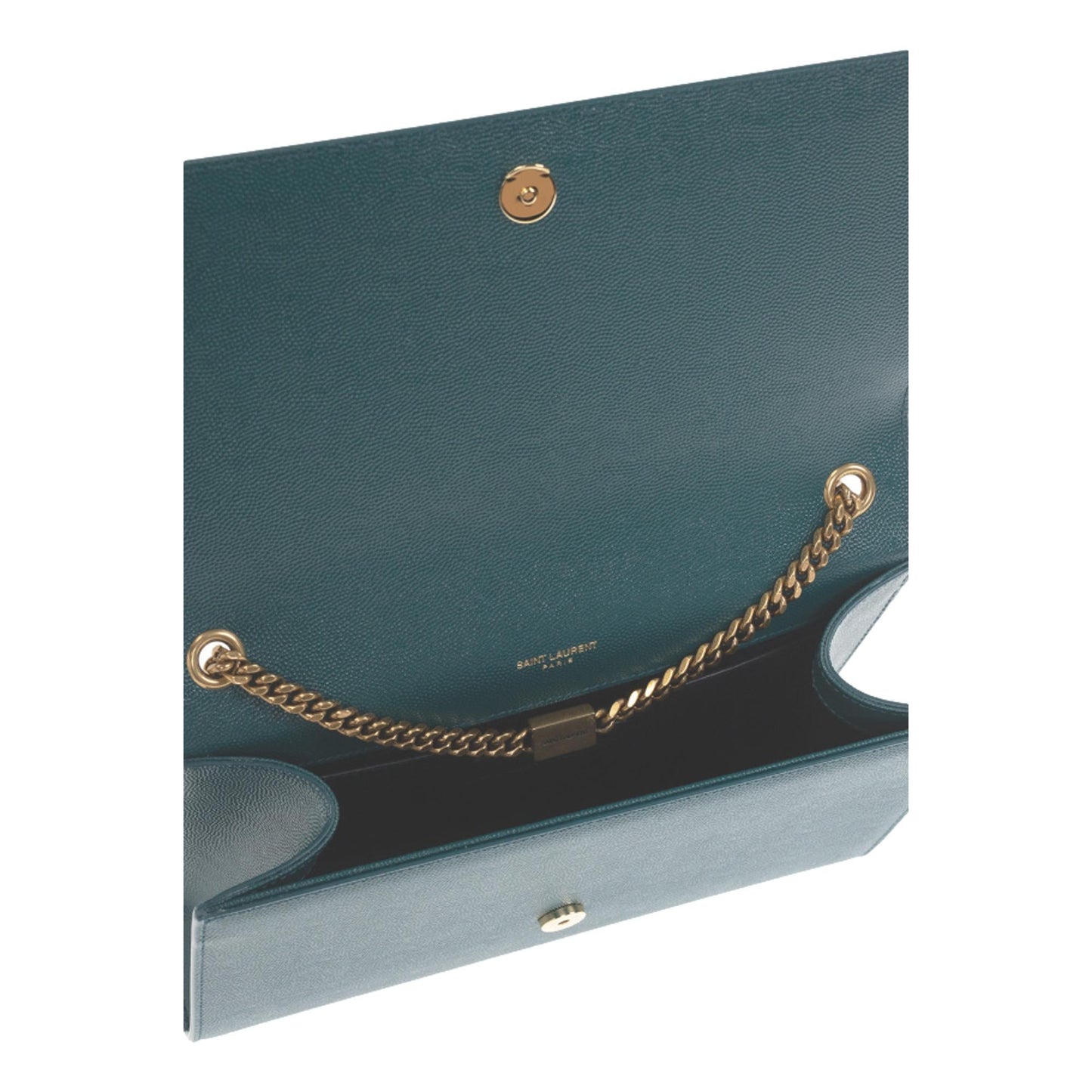 Saint Laurent Kate Teal Grain de Poudre Leather Medium Crossbody Clutch Bag