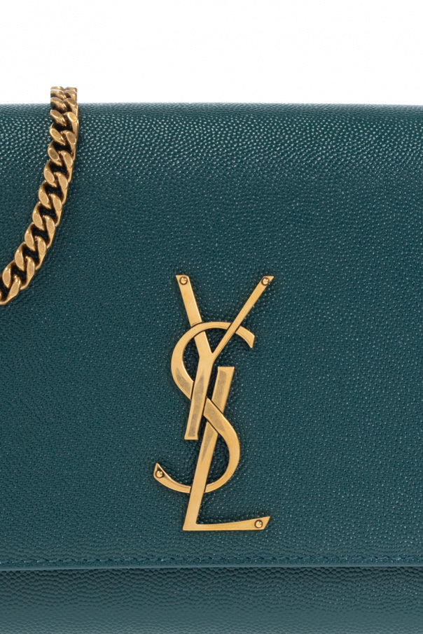 Saint Laurent Kate Teal Grain de Poudre Leather Medium Crossbody Clutch Bag