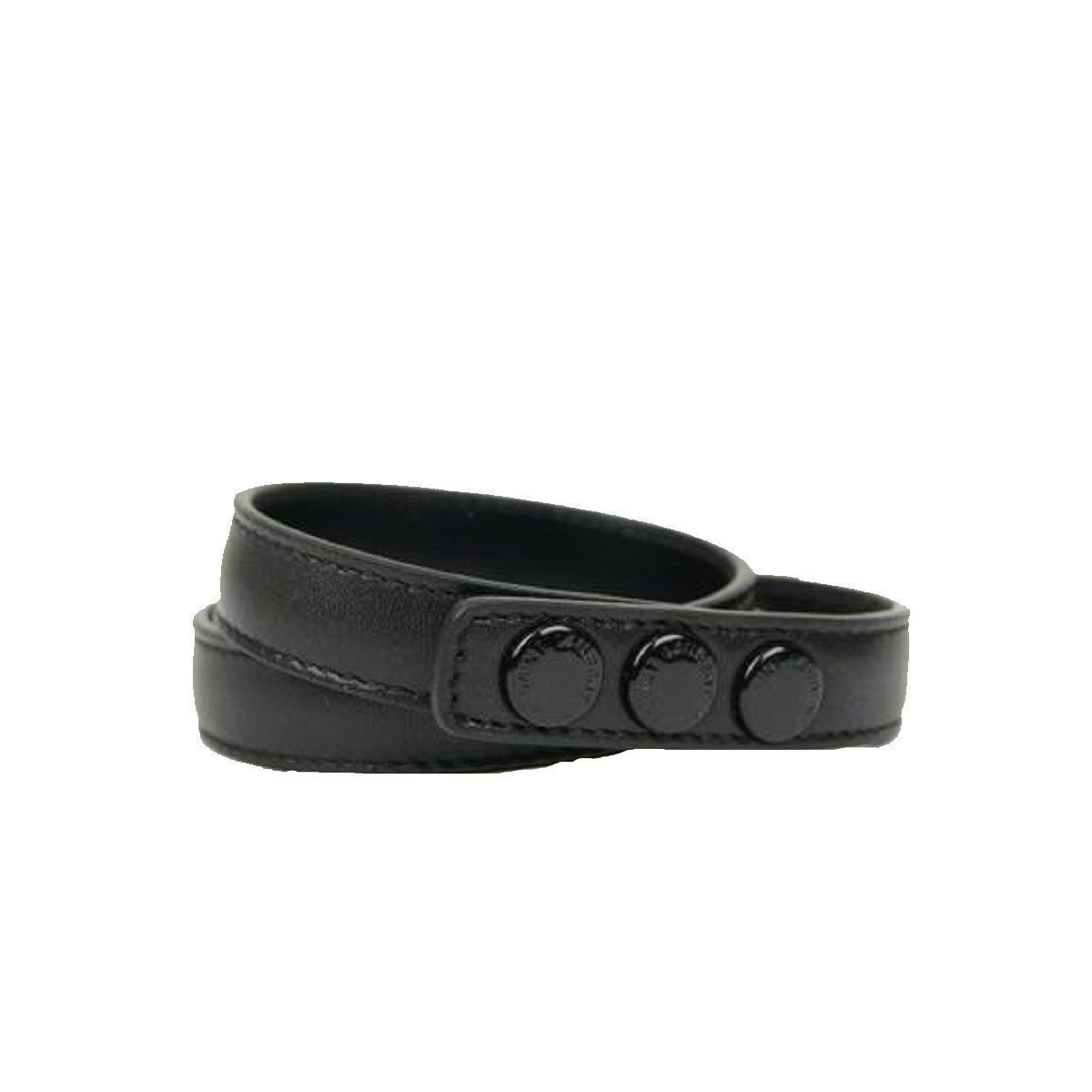 Saint Laurent Le Trois Clous Double Wrap Black Leather Stud Bracelet