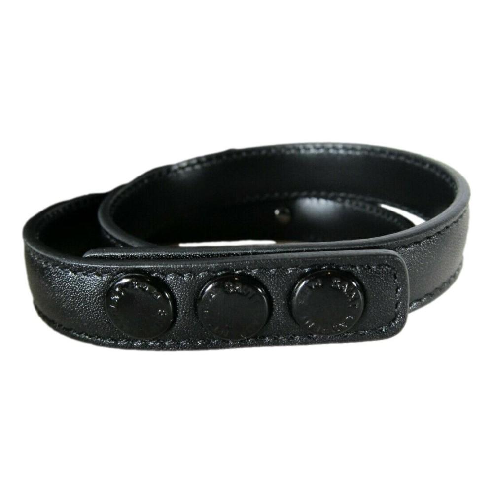 Saint Laurent Le Trois Clous Double Wrap Black Leather Stud Bracelet