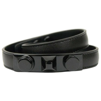 Saint Laurent Le Trois Clous Double Wrap Black Leather Stud Bracelet