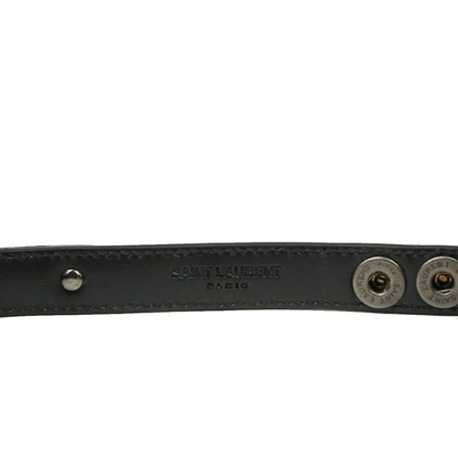 Saint Laurent Le Trois Clous Double Wrap Black Leather Stud Bracelet
