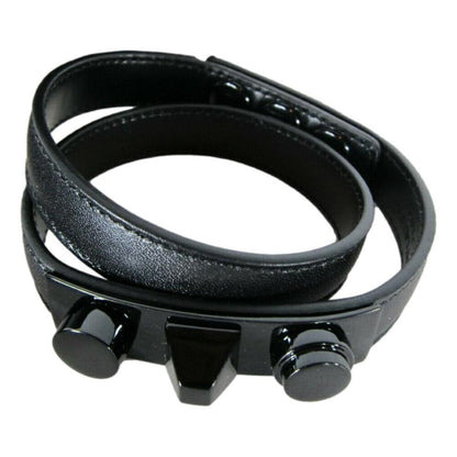 Saint Laurent Le Trois Clous Double Wrap Black Leather Stud Bracelet