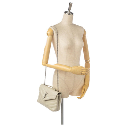Saint Laurent Loulou Ivory Leather Matelasse Medium Shoulder Bag 458716
