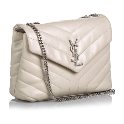 Saint Laurent Loulou Ivory Leather Matelasse Medium Shoulder Bag 458716
