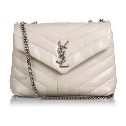 Saint Laurent Loulou Ivory Leather Matelasse Medium Shoulder Bag 458716