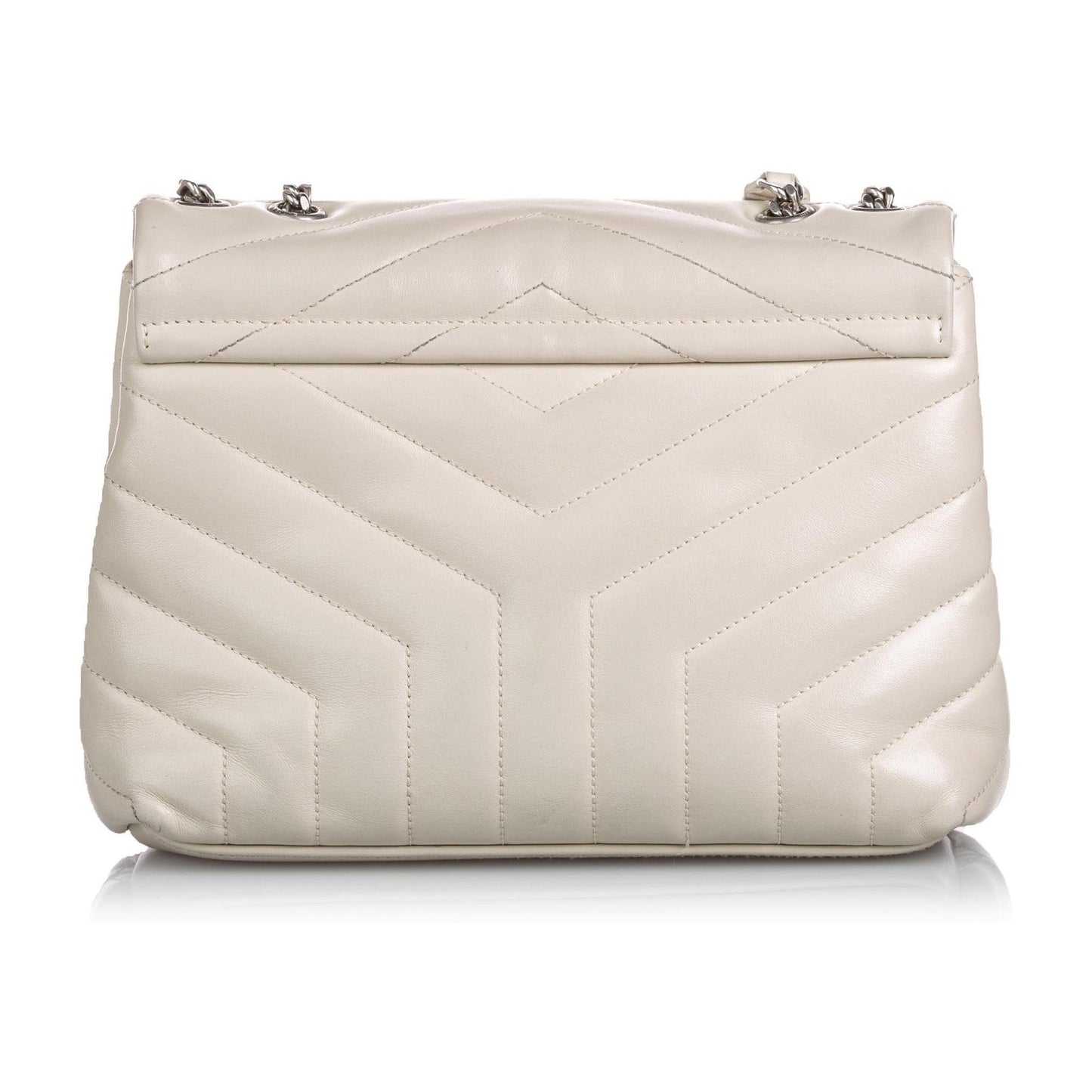Saint Laurent Loulou Ivory Leather Matelasse Medium Shoulder Bag 458716