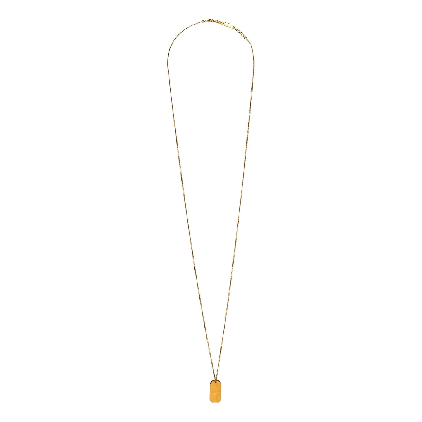 Saint Laurent Military Tag Pendant Necklace Brass Gold