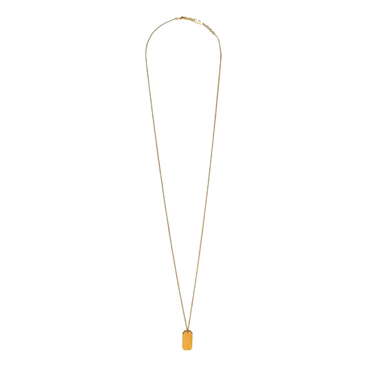 Saint Laurent Military Tag Pendant Necklace Brass Gold