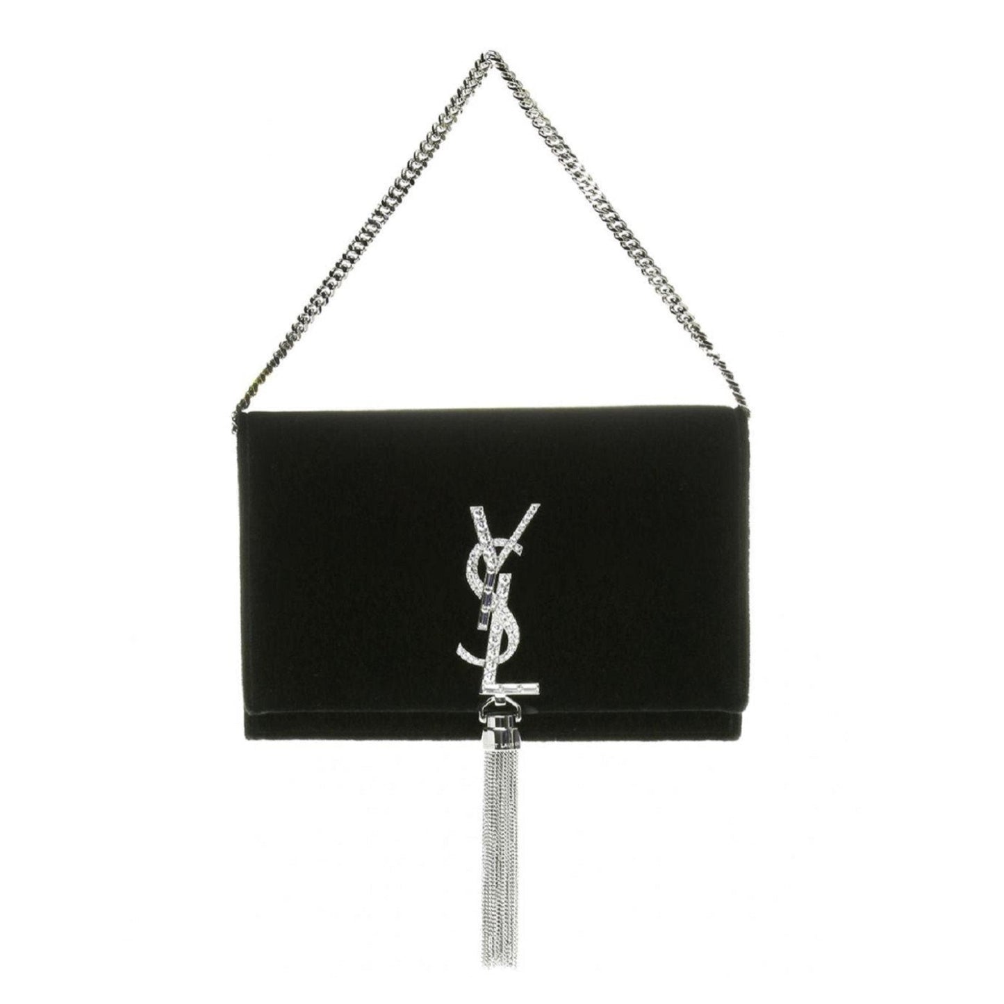 Saint Laurent Monogram Kate Tassel Crystal Green Velvet Cross Body 491521