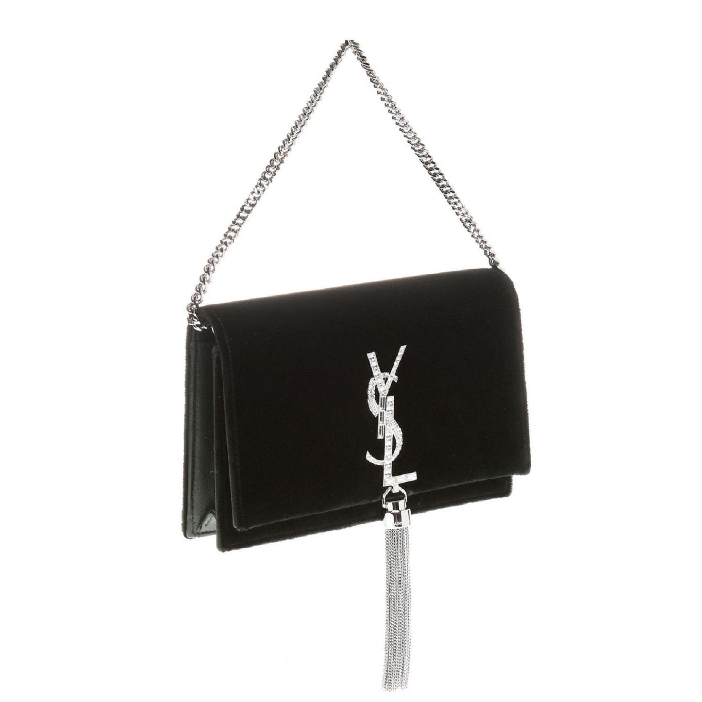 Saint Laurent Monogram Kate Tassel Crystal Green Velvet Cross Body 491521