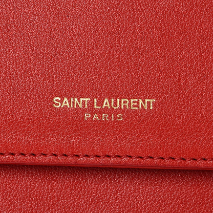 Saint Laurent Calfskin Medium Moujik Top Handle Bag Lipstick Red