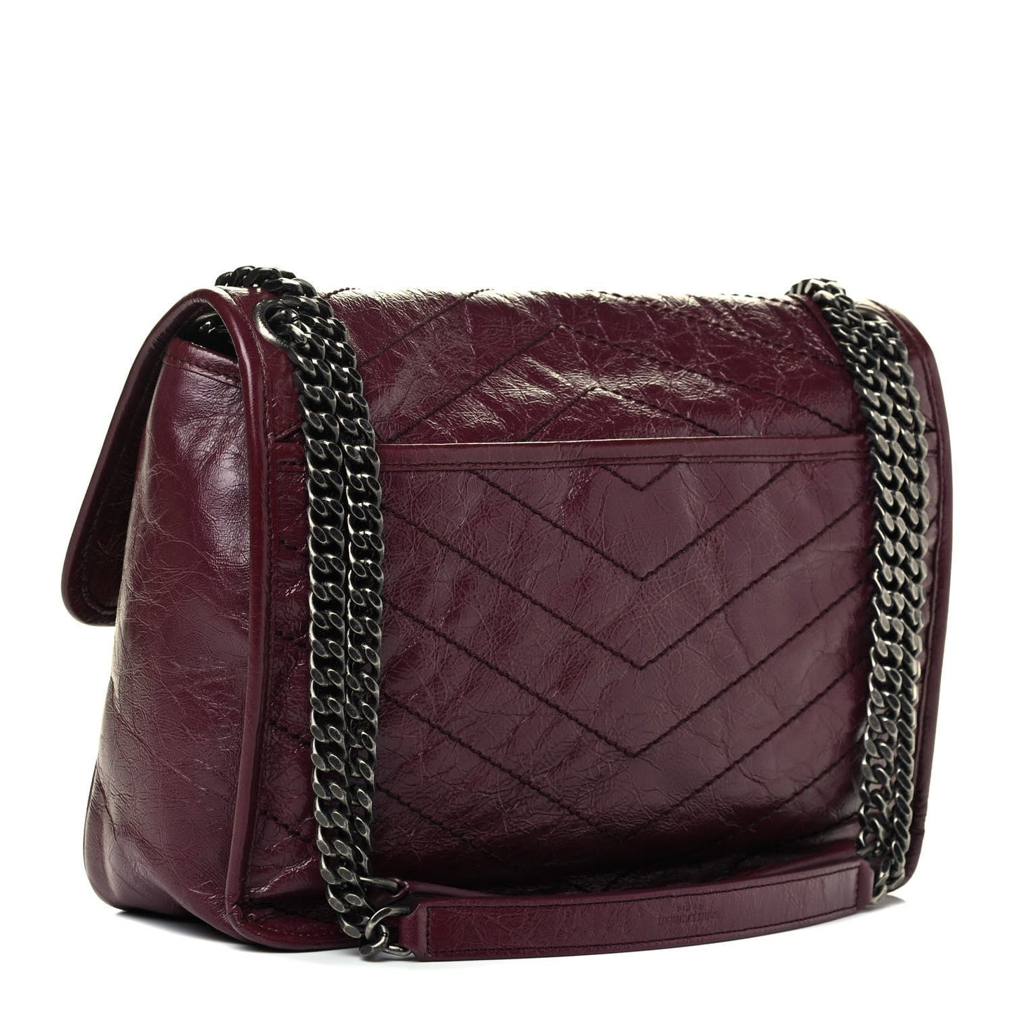 Saint Laurent Niki Medium Matelasse Leather Burgundy Satchel Bag 498894