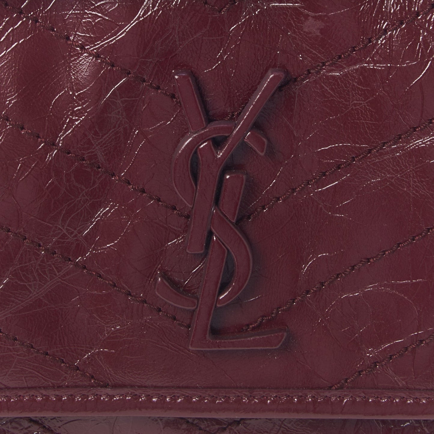 Saint Laurent Niki Medium Matelasse Leather Burgundy Satchel Bag 498894