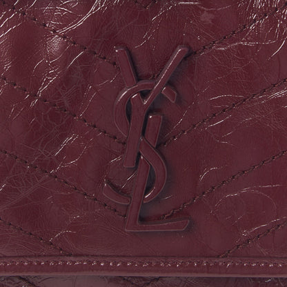 Saint Laurent Niki Medium Matelasse Leather Burgundy Satchel Bag 498894