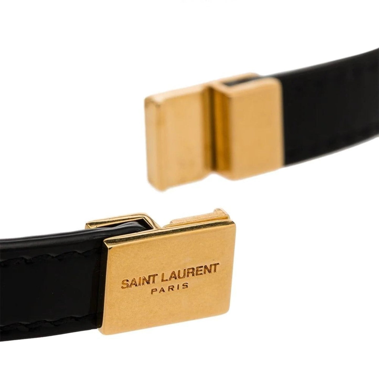 Saint Laurent Opyum Black Patent Leather Double Wrap Bracelet