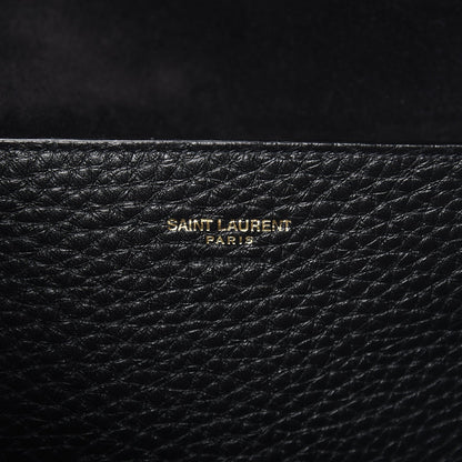 Saint Laurent Patti Black Grained Calfskin Leather Tote