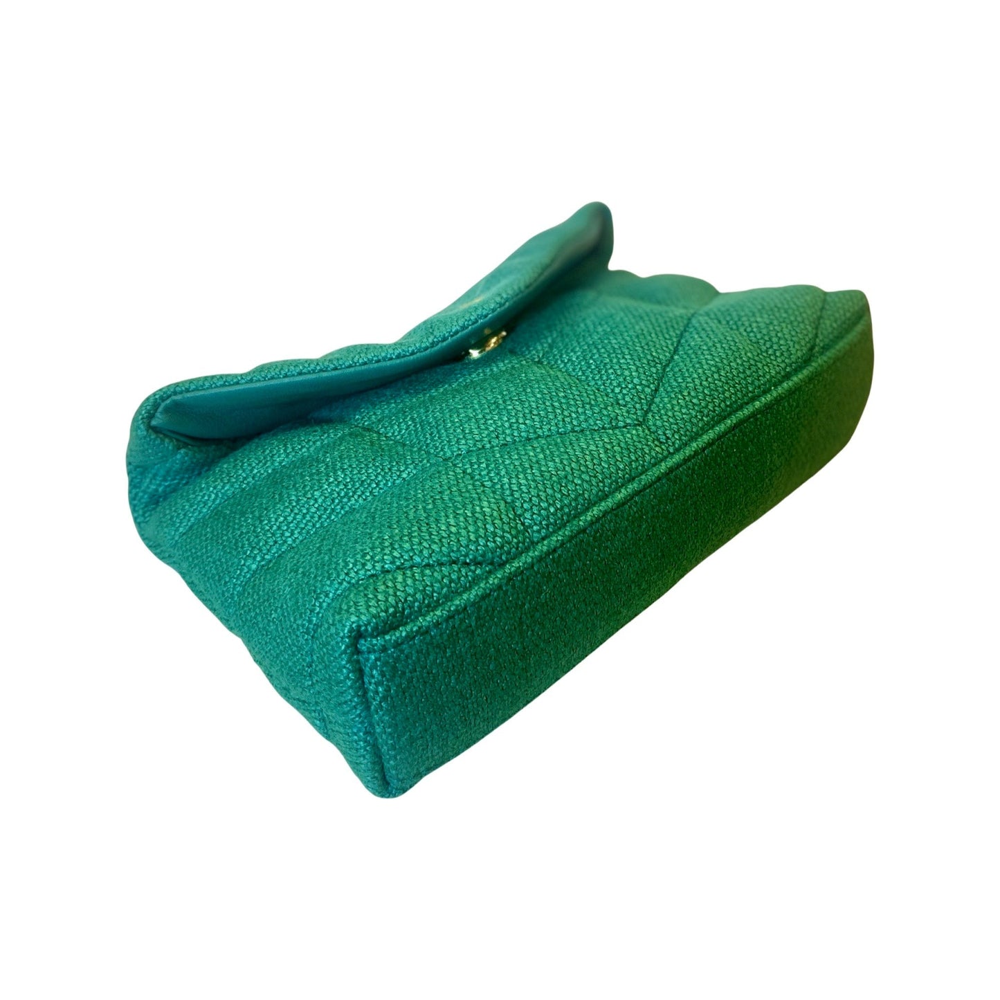 Saint Laurent Puffer Green Canvas Clutch and Card Holder